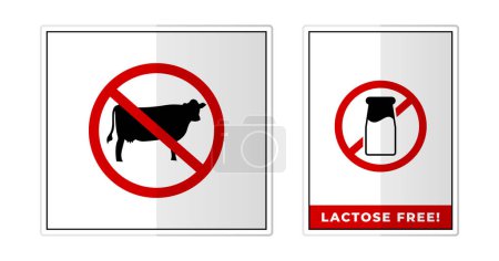 Illustration for Dairy or Lactose Free Sign Label Symbol Icon Vector Illustration - Royalty Free Image