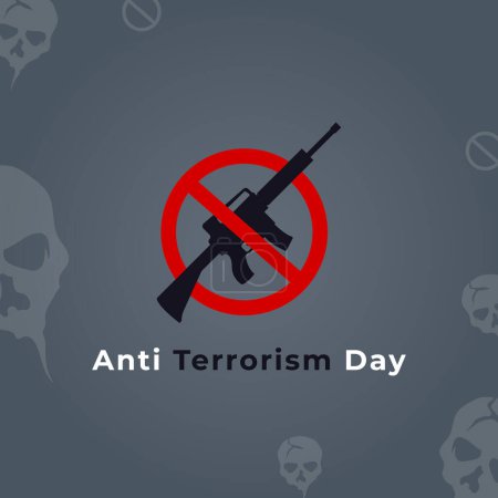 Illustration for Anti Terrorism Day Greeting Card Banner Poster for Stop Terrorism Vector Illustration - Royalty Free Image