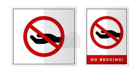 Téléchargez les illustrations : Aucun signe mendiant Symbole d'étiquette Illustration vectorielle d'icône - en licence libre de droit