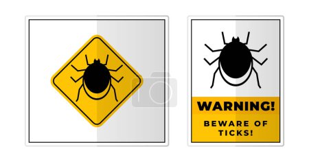 Illustration for Beware of Ticks Warning Sign Label Symbol Icon Vector Illustration - Royalty Free Image