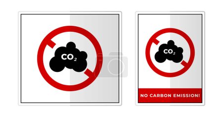 Illustration vectorielle d'icône de symbole d'étiquette de signe d'absence d'émission de carbone