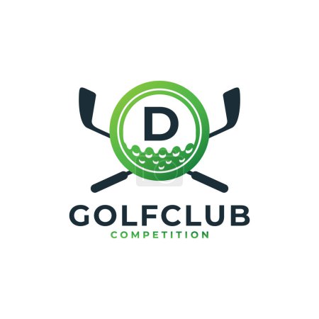 Ilustración de Logo deportivo de golf. Letra D para Golf Logo Design Vector Template. Eps10 Vector - Imagen libre de derechos