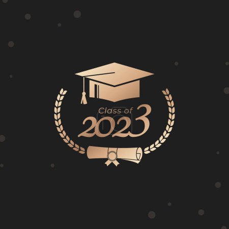 Illustration for Class of 2023 Year Graduation of Decorate Congratulation with Laurel Wreath for School Graduates - Royalty Free Image