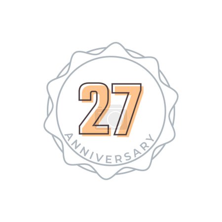 Illustration for 27 Year Anniversary Celebration Vector Badge. Happy Anniversary Greeting Celebrates Template Design Illustration - Royalty Free Image