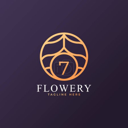 Illustration for Flower Number 7 Logo Design Template Element. Eps10 Vector - Royalty Free Image