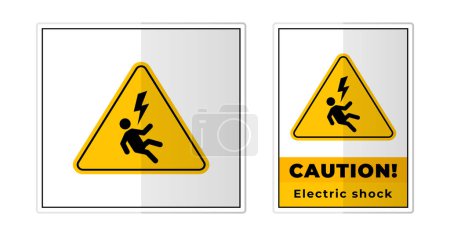 Electric shock danger yellow caution Sign Label Symbol Icon Vector Illustration