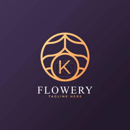 Illustration for Flower Initial Letter K Logo Design Template Element. Eps10 Vector - Royalty Free Image