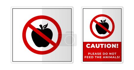 Téléchargez les illustrations : Pas de pommes, s'il vous plaît ne pas nourrir les animaux Signer l'étiquette Symbole Icône Illustration vectorielle - en licence libre de droit