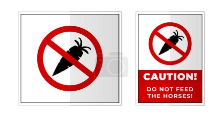 Téléchargez les illustrations : Pas de carottes, ne pas nourrir les chevaux Signer l'étiquette Symbole Icône Illustration vectorielle - en licence libre de droit