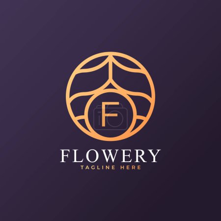 Illustration for Flower Initial Letter F Logo Design Template Element. Eps10 Vector - Royalty Free Image