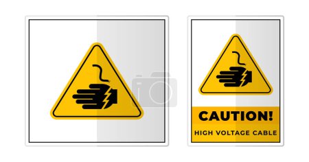 Téléchargez les illustrations : Avertissement de câble haute tension Symbole d'étiquette Illustration vectorielle d'icône - en licence libre de droit