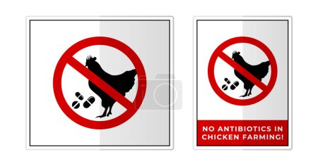 Ilustración de No hay antibióticos en la cría de pollo Signo Etiqueta Símbolo Icono Vector Ilustración - Imagen libre de derechos