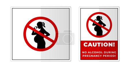 Illustration for No alcohol during pregnancy period Sign Label Symbol Icon Vector Illustration - Royalty Free Image