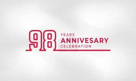 Illustration for 98 Year Anniversary Celebration Linked Logotype Outline Number Red Color for Celebration Event, Wedding, Greeting card, and Invitation Isolated on White Texture Background - Royalty Free Image