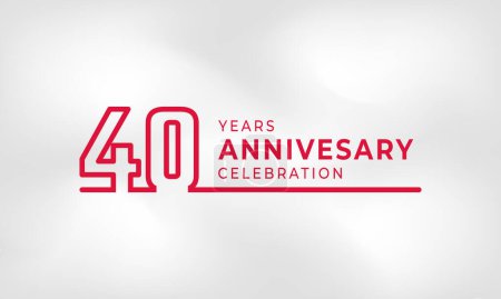 Illustration for 40 Year Anniversary Celebration Linked Logotype Outline Number Red Color for Celebration Event, Wedding, Greeting card, and Invitation Isolated on White Texture Background - Royalty Free Image