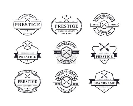 Illustration for Set of Vintage Retro Badge for Crossed Arrows Rustic Hipster Stamp Logo Design Template Element - Royalty Free Image