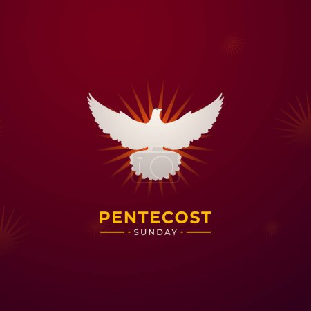 Téléchargez les illustrations : Affiche de bannière de carte de voeux du Saint-Esprit du dimanche de Pentecôte pour l'illustration vectorielle de série biblique - en licence libre de droit