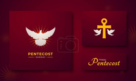 Illustration for Pentecost Sunday Holy Spirit Greeting Card Banner Poster for Biblical Series Vector Illustration - Royalty Free Image