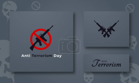 Illustration for Anti Terrorism Day Greeting Card Banner Poster for Stop Terrorism Vector Illustration - Royalty Free Image