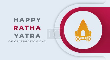 Téléchargez les illustrations : Illustration de conception vectorielle de célébration de Ratha Yatra heureuse pour l'arrière-plan, l'affiche, la bannière, la publicité, la carte de voeux - en licence libre de droit
