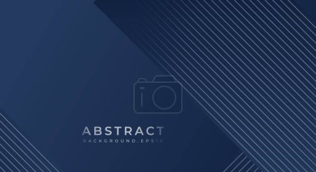 Illustration for Blue and Grey Metallic Abstract Tech Geometric Linear Background with Copy Space for Text or Message - Royalty Free Image