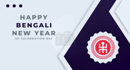 Téléchargez les illustrations : Illustration de conception vectorielle de célébration du Nouvel An bengali heureuse pour le fond, l'affiche, la bannière, la publicité, la carte de vœux - en licence libre de droit