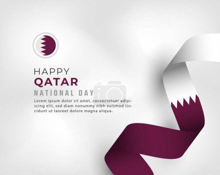 Téléchargez les illustrations : Joyeuse fête nationale du Qatar 18 décembre Illustration de design vectoriel de célébration. Modèle pour affiche, bannière, publicité, carte de vœux ou élément de conception d'impression - en licence libre de droit