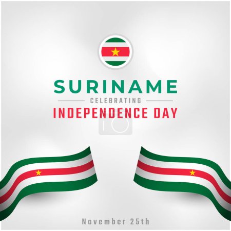 Ilustración de Feliz Día de la Independencia de Surinam 25 de noviembre Celebración Vector Design Illustration. Plantilla para póster, pancarta, publicidad, tarjeta de felicitación o elemento de diseño de impresión - Imagen libre de derechos