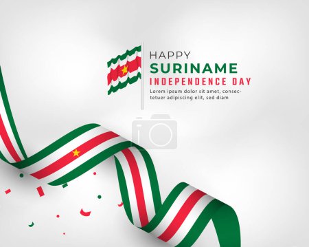 Téléchargez les illustrations : Joyeuse fête de l'indépendance du Suriname 25 novembre Illustration de design vectoriel de célébration. Modèle pour affiche, bannière, publicité, carte de vœux ou élément de conception d'impression - en licence libre de droit