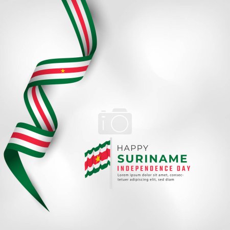 Téléchargez les illustrations : Joyeuse fête de l'indépendance du Suriname 25 novembre Illustration de design vectoriel de célébration. Modèle pour affiche, bannière, publicité, carte de vœux ou élément de conception d'impression - en licence libre de droit