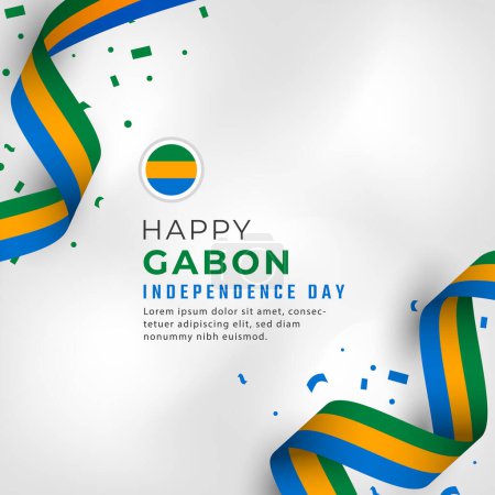 Ilustración de Feliz Día de la Independencia de Gabón 17 de agosto Celebración Vector Design Illustration. Plantilla para póster, pancarta, publicidad, tarjeta de felicitación o elemento de diseño de impresión - Imagen libre de derechos
