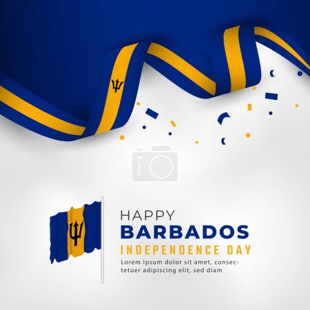 Illustration for Happy Barbados Independence Day November 30th Celebration Vector Design Illustration. Template for Poster, Banner, Advertising, Greeting Card or Print Design Element - Royalty Free Image