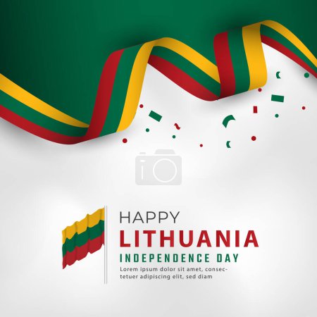Téléchargez les illustrations : Joyeuse fête de l'indépendance de la Lituanie 11 mars Illustration de design vectoriel de célébration. Modèle pour affiche, bannière, publicité, carte de vœux ou élément de conception d'impression - en licence libre de droit