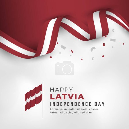 Joyeuse fête de l'indépendance de la Lettonie 18 novembre Illustration de design vectoriel de célébration. Modèle pour affiche, bannière, publicité, carte de v?ux ou élément de conception d'impression