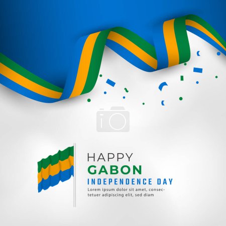 Illustration for Happy Gabon Independence Day August 17th Celebration Vector Design Illustration. Template for Poster, Banner, Advertising, Greeting Card or Print Design Element - Royalty Free Image