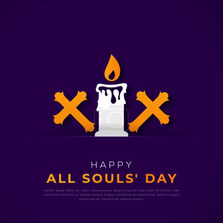 Ilustración de Happy All Souls 'Day Estilo de corte de papel Ilustración de diseño vectorial para fondo, cartel, pancarta, publicidad, tarjeta de felicitación - Imagen libre de derechos