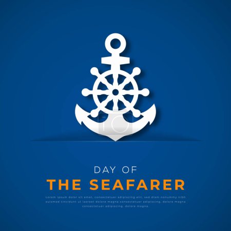 Illustration for Day of the Seafarer Paper cut style Vector Design Illustration for Background, Poster, Banner, Advertising, Greeting Card - Royalty Free Image