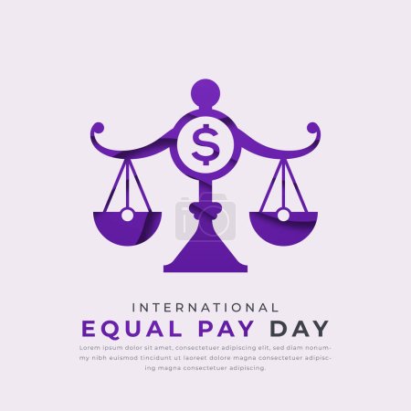 Ilustración del diseño vectorial del estilo del corte del papel del día de la igualdad de remuneración internacional para el fondo, cartel, bandera, publicidad, tarjeta de felicitación