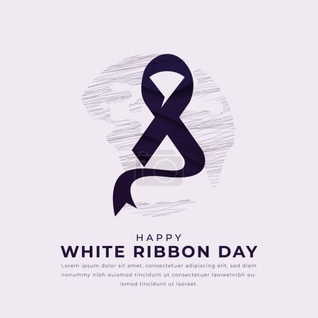 White Ribbon Day Paper cut style Vector Design Illustration for Background, Poster, Banner, Advertising, Greeting Card