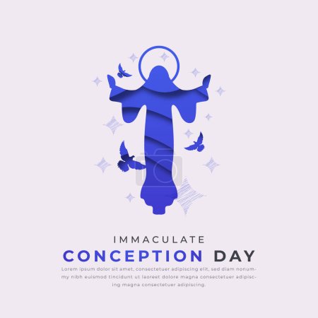Immaculée Conception Day Style de coupe de papier Illustration de conception vectorielle pour arrière-plan, affiche, bannière, publicité, carte de v?ux