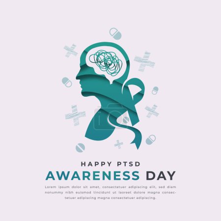 Happy PTSD Awareness Day Paper cut style Vector Design Illustration for Background, Poster, Banner, Advertising, Greeting Card