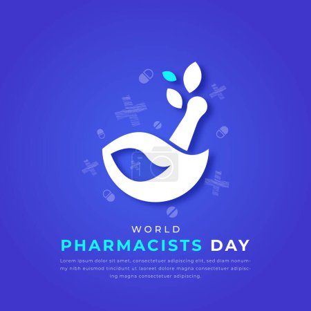 World Pharmacists Day Paper cut style Vector Design Illustration for Background, Poster, Banner, Advertising, Greeting Card