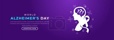 Día Mundial del Alzheimer Estilo de corte de papel Ilustración de diseño vectorial para fondo, cartel, pancarta, publicidad, tarjeta de felicitación
