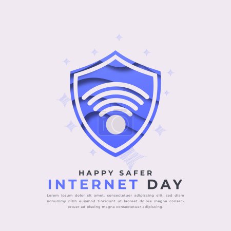 Glücklicher Safer Internet Day im Papierschnitt-Stil Vektor-Design-Illustration für Hintergrund, Poster, Banner, Werbung, Grußkarte