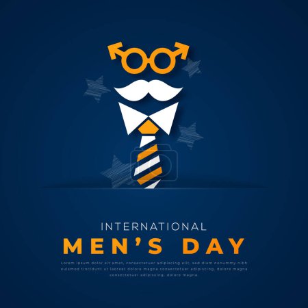 Illustration for International Mens Day Paper cut style Vector Design Illustration for Background, Poster, Banner, Advertising - Royalty Free Image