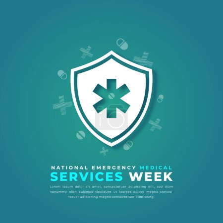 Illustration for National Emergency Medical Services Week Paper cut style Vector Design Illustration for Background, Poster, Banner, Advertising, Greeting Card - Royalty Free Image