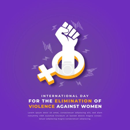 Téléchargez les illustrations : Journée internationale pour l'élimination de la violence à l'égard des femmes Style de coupe de papier Illustration de design vectoriel pour fond, affiche, bannière, publicité, carte de vœux - en licence libre de droit