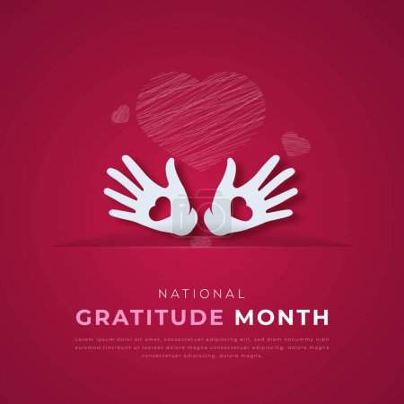 Monat der nationalen Dankbarkeit im Papierschnitt-Stil Vektor-Design-Illustration für Hintergrund, Plakat, Banner, Werbung, Grußkarte