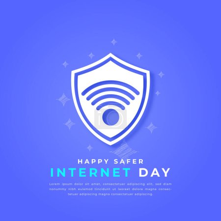 Glücklicher Safer Internet Day im Papierschnitt-Stil Vektor-Design-Illustration für Hintergrund, Poster, Banner, Werbung, Grußkarte