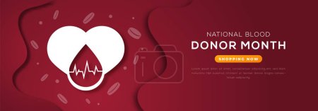 Mes Nacional del Donante de Sangre Estilo de corte de papel Ilustración de diseño vectorial para fondo, cartel, pancarta, publicidad, tarjeta de felicitación
